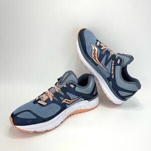 Saucony Guide ISO Everun Women Running Shoes Size 10 Blue/Peach/Gray Knit Comfy